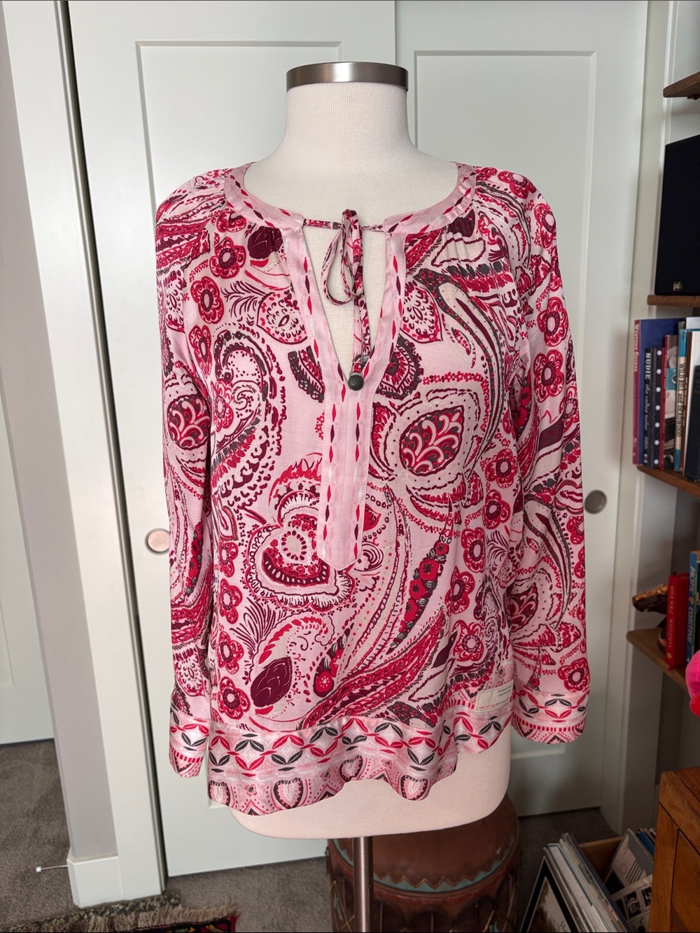 Odd Molly Pink Paisley Tie-Front Blouse